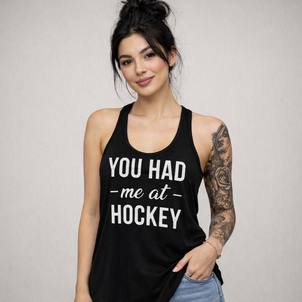 Warehouse One You Had Me At Hockey Tank Top Black M NEW